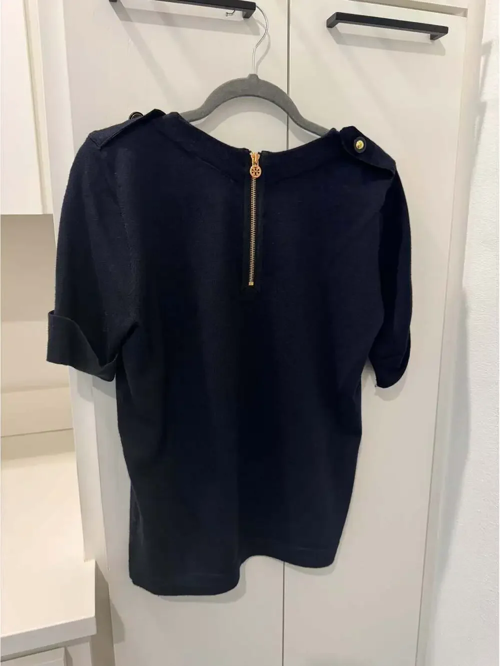 Tory Burch Black Short Sleeve Gathered Blouse